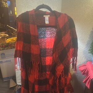 Buffalo Plaid Fringe Shawl